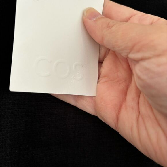 COS Women long sleeve crew neck little black dress with shoulder pads medium NWT - Picture 6 of 12